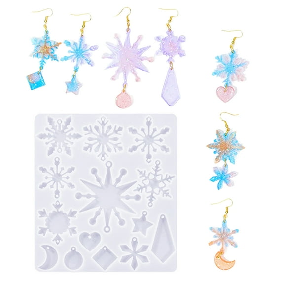 Snowflake Silicone Molds Earring Pendant Epoxy Resin Mold Christmas Gift Home Decorations DIYs Jewelry Making