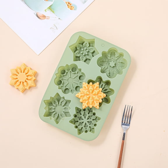 Snowflake Silicone for DIY and Party Nonstick Flexible Snowflake for Ice Chocolate Cookies Crafts Home Kitchen Bar Accessories, 26.8x18cm, Green