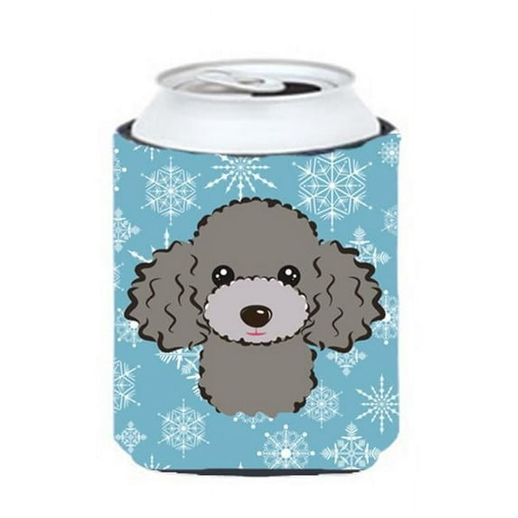 Snowflake Silver Gray Poodle Can or Bottle Hugger