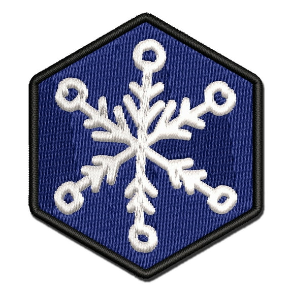 Snowflake Sketch Winter Applique Multi-Color Embroidered Hook & Loop Patch - 3.5 Inch Large
