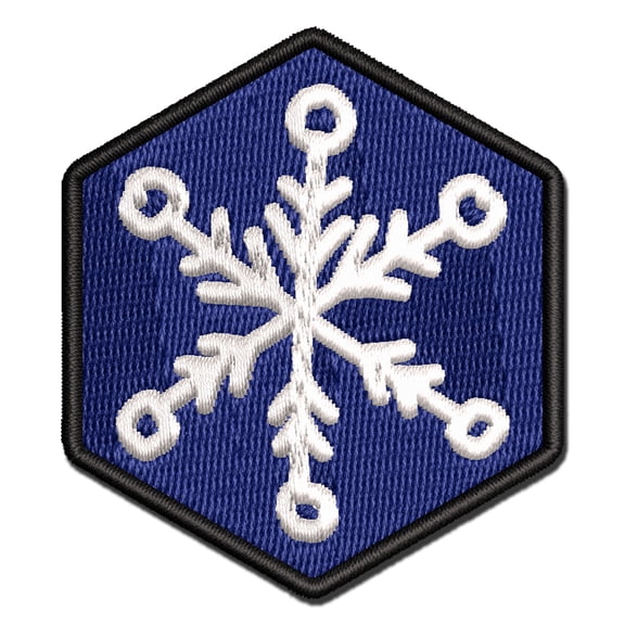 Snowflake Sketch Winter Applique Multi-Color Embroidered Iron-On Patch - 3.5 Inch Large