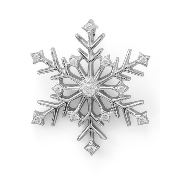 Snowflake Slide Cubic Zirconia Stones Rhodium on Sterling Silver, Pendant Only Snowflake Slide Cubic Zirconia Stones Rhodium on Sterling Silver, Pendant Only