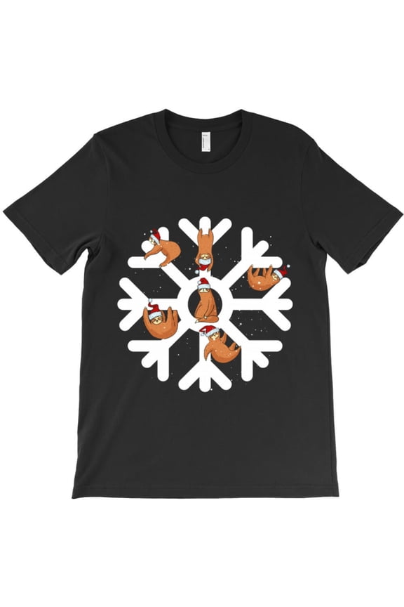 Snowflake Sloth Funny Christmas Holiday Animal Graphic T-Shirt G8456, Up to 5XL
