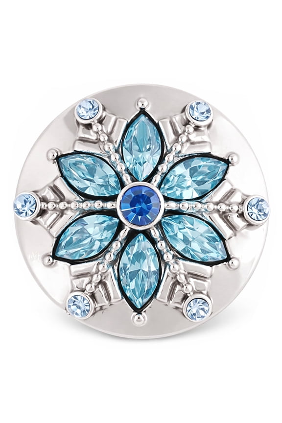 Snowflake Snap Jewelry Ginger Charm 18MM Winter Christmas Blue Button for DIY Interchangeable, Customizable Jewelry Accessories