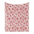 thumbnail image 1 of Snowflake Soft Flannel Fleece Throw Blanket, Stars 7 Pointed Stars and Dots Pattern Abstract Motifs New Year Illustration, Cozy Plush for Indoor and Outdoor Use, 60" x 80", Red White, by Ambesonne, 1 of 5