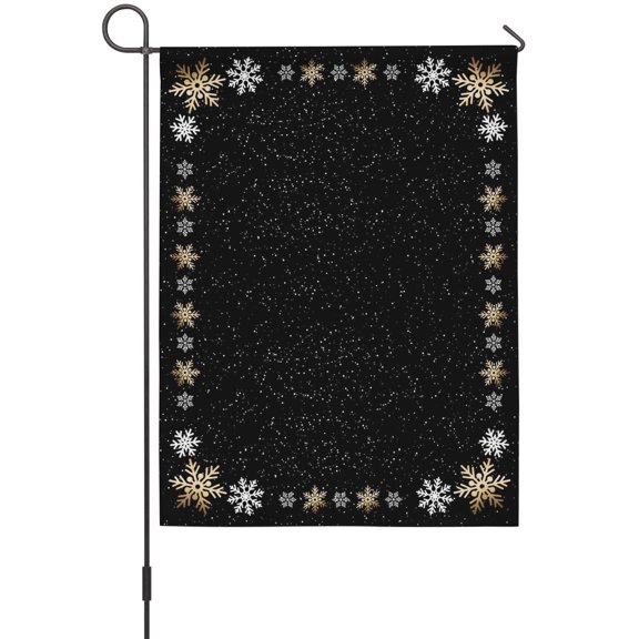 Snowflake Star Border Empty Frame Background Garden Flag 12 x 18 Inches, Weather Proof Outdoor Patio Flags Double Sided Small Garden Decoration for Yard Outside Home