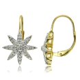 thumbnail image 1 of Snowflake Star Diamond Gold Flash Sterling Silver Leverback Earrings, JK-I3, 1 of 3