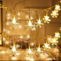 Snowflake String Lights,Christmas String Lights 20ft 40LED Snowflake Lights Battery Operated Fairy Lights 2 Modes Xmas Lights Indoor Outdoor for Bedroom Home Party(Warm White)
