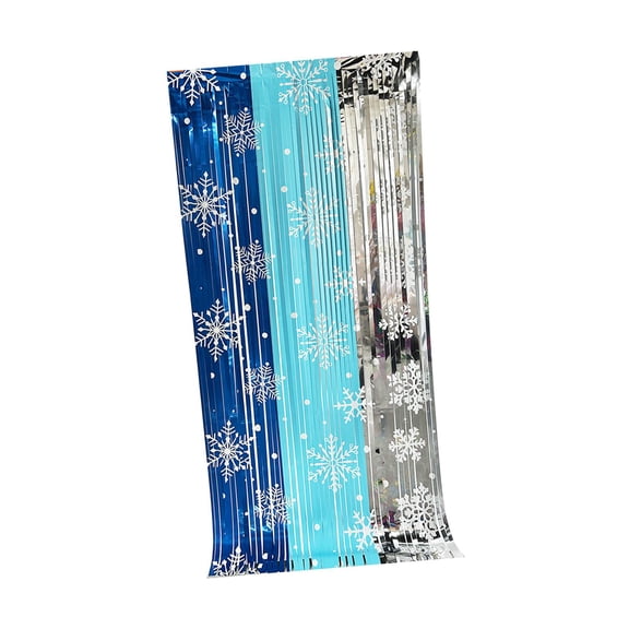 Snowflake Strip Curtain Fringe Backdrop Decorative Plastic Photo Booth Christmas Party Use for Holiday Gathering