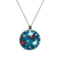 thumbnail image 1 of Snowflake Stunning Glass Circular Pendant Necklace - Handcrafted Unique Design for Fashion Forward Necklaces, 1 of 5