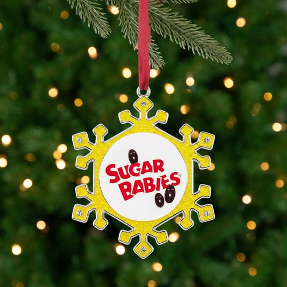 Northlight 3.5" Silver Plated Snowflake Sugar Babies Candy Logo Christmas Ornament - Yellow/White