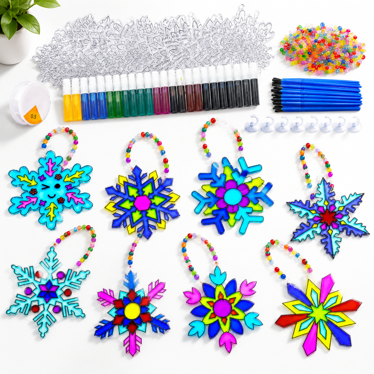 Snowflake Suncatcher Kit 32sets Winter Suncatchers Window Artt Sun ...