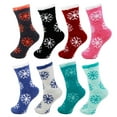 thumbnail image 1 of Snowflake Super Fuzzy Warm Plush Cozy Cute Socks - Assortment A - 8prs, 1 of 5