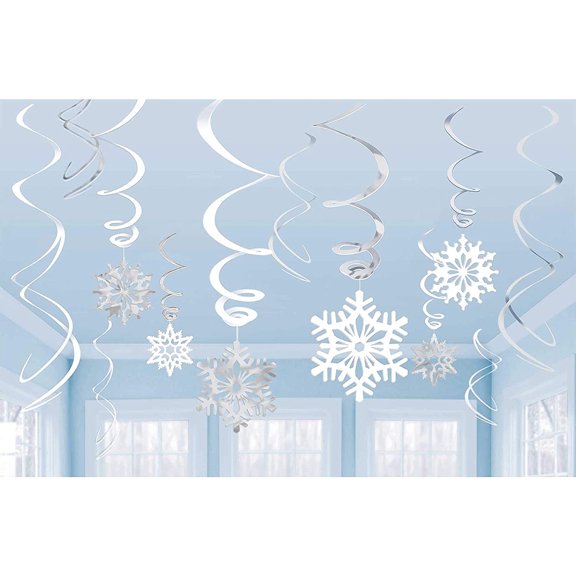 Snowflake Swirls Holiday Decorations Value Pack - 12 Pieces (679497b)