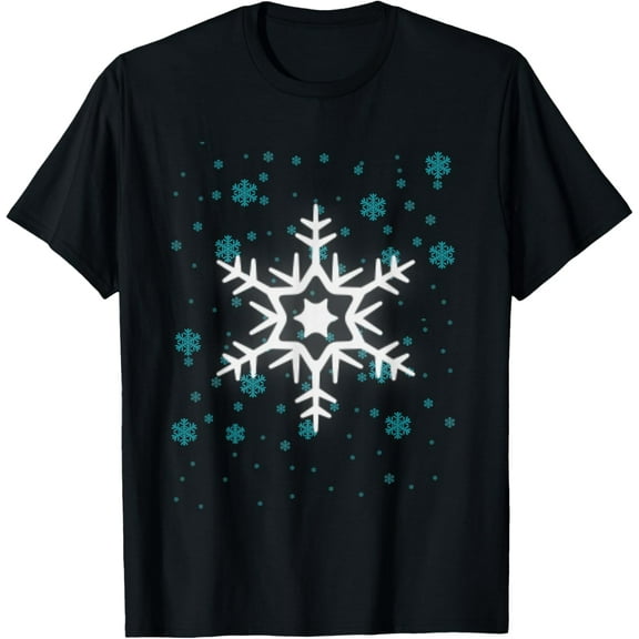 Snowflake T-Shirt Snowflake Shirt for WomenMen's and women's gift, black and white T-shirt, size: Extra large S-4XL