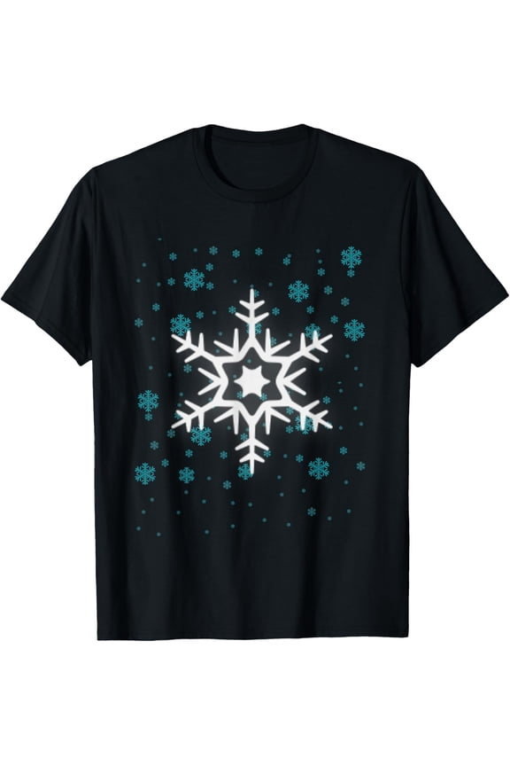 Snowflake T-Shirt Snowflake Shirt for WomenMen's and women's gift, black and white T-shirt, size: Extra large S-4XL