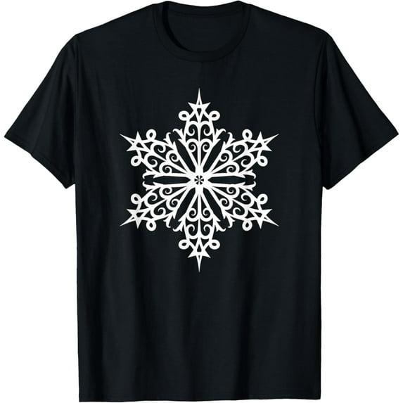 Snowflake T-Shirt Winter Lover Gift IdeasMen's and women's gift, black and white T-shirt, size: Extra large S-4XL
