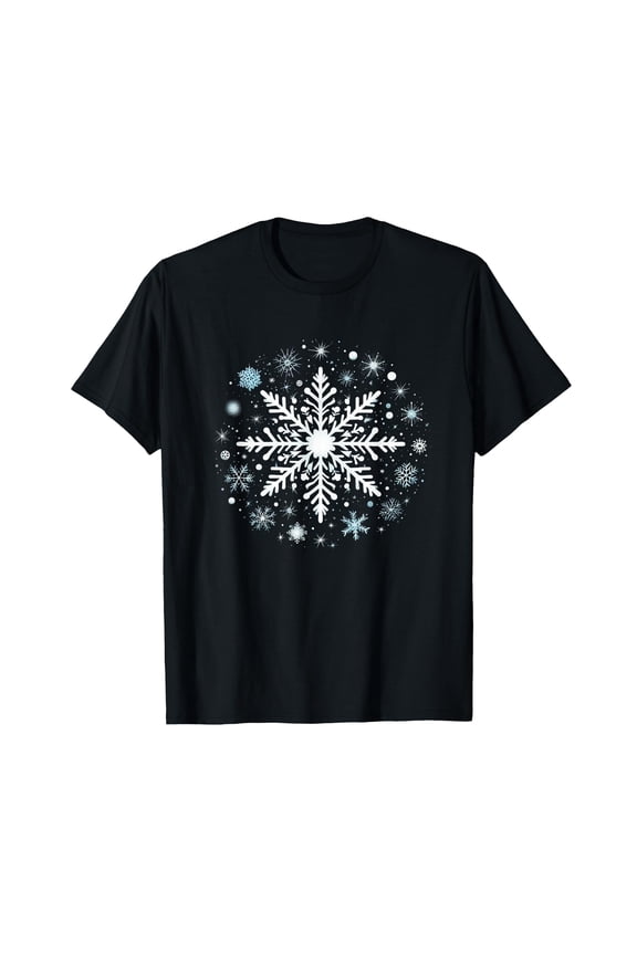 Snowflake T-Shirt,Women's short-sleeved T-shirt celebrating the coming of Christmas
