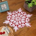 thumbnail image 1 of Snowflake Table Runner, Heat Insulating Mats, Christmas Decoration Supplies, Washable Polyester Placemat for Holiday Dining Table Setting, 14.96x14.96 Inches, Red and Green, 1 of 7