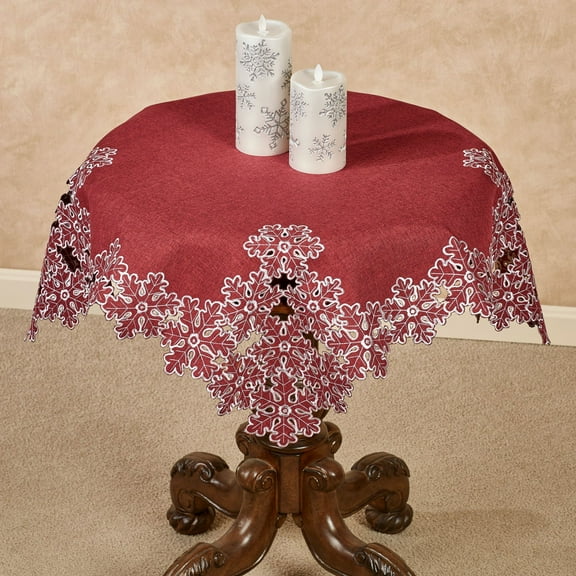 Snowflake Table Topper Red 36 inch Square
