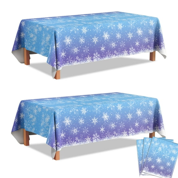 Snowflake Tableclot,3 Pcs Winter Wonderland Tablecloth Set-Winter Snowflake Party Tablecloth,Snowflake Table Cloth&Winter Snowflake Table Cover for Winter Wonderland Decorations&Snowflake Decorations