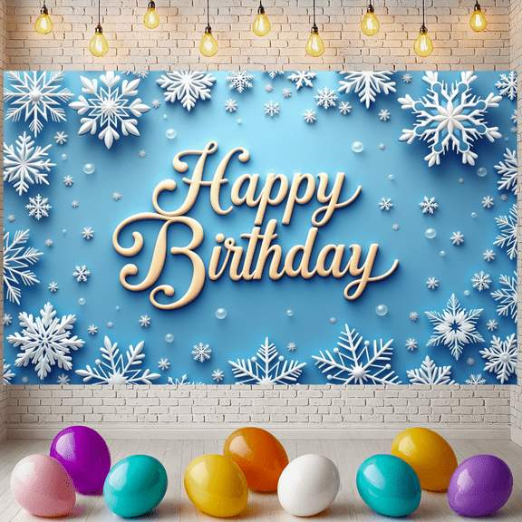 Snowflake Theme Banner Winter Style Decorative Design Celebration Banner for Birthday Party Event Decoration Holiday Celebration