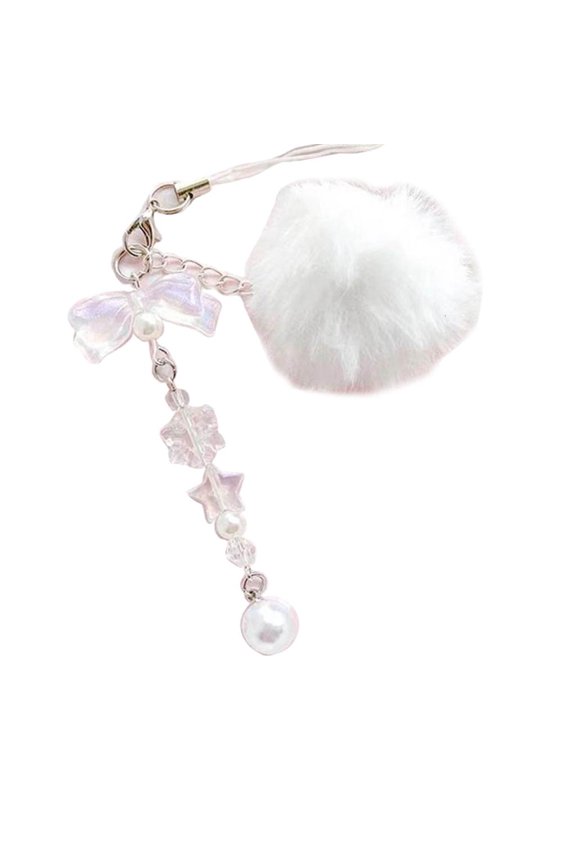Snowflake Themed Acrylic Keychain Handcrafted Beaded Phone Lanyard Pendant Keyring Trendy Rings Accessory