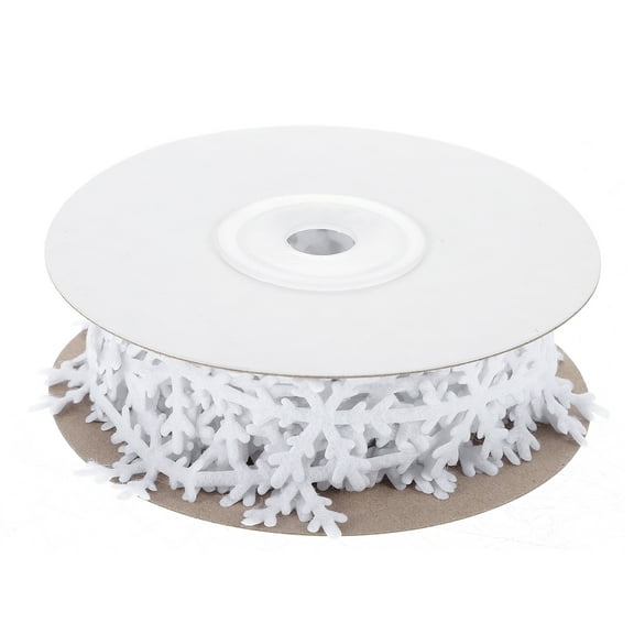 Snowflake Trim Ribbon for Decoration Craft Accessories White Polyester 0.75 Inches Wide