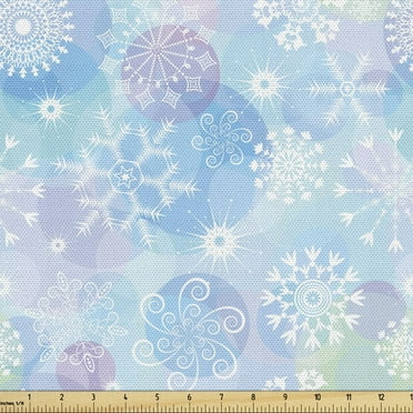 Ambesonne Snowflake Fabric by the Yard Upholstery, Bokeh Style Circles, 1 Yard, Multicolor