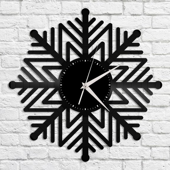 Snowflake Vinyl Wall Clock Unique Gift for Friends Home Kids Room Decoration Vintage Design Office Bar Room Home Decor