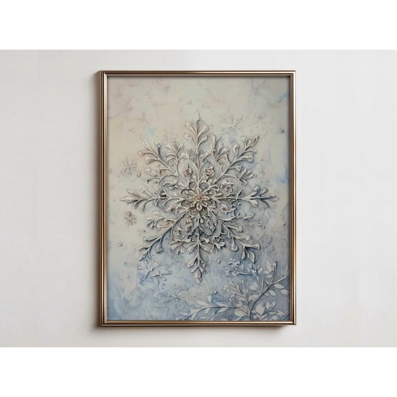Snowflake Wall Art, Winter Wonderland Decor, Elegant Winter Print For Living Room, Nursery, Or ,Themed Spaces Home Decor #630, 24x36 UNFRAMED