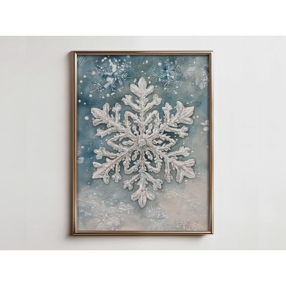 Snowflake Wall Art, Winter Wonderland Decor, Elegant Winter Print For Living Room, Nursery, Or ,Themed Spaces Home Decor #633, 24x36 UNFRAMED
