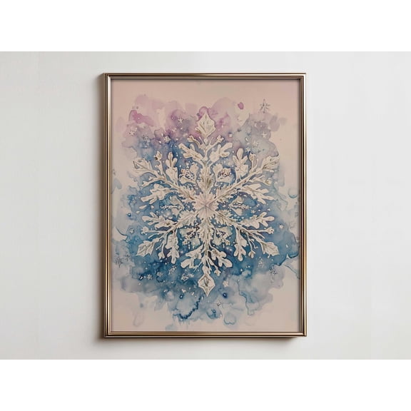 Snowflake Wall Art, Winter Wonderland Decor, Elegant Winter Print For Living Room, Nursery, Or ,Themed Spaces Home Decor #636, 24x36 UNFRAMED