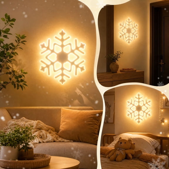 Snowflake Wall Light Acrylic Switchable Warm and Cool White Settings 20 cm Square