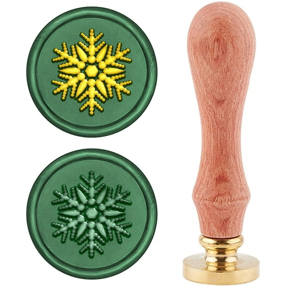 Snowflake Wax Seal Stamp Christmas Vintage Sealing Wax Stamps 25mm Removable Brass Head Sealing Stamp with Wooden Handle for Wedding Invitations Cards Envelop Xmas Party Gift Wrap