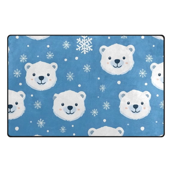 Snowflake White Bear Pattern Memory Foam Area Rug 31"x20" Non Slip, Absorbent, Fade Proof for Living Room, Bedroom, Office
