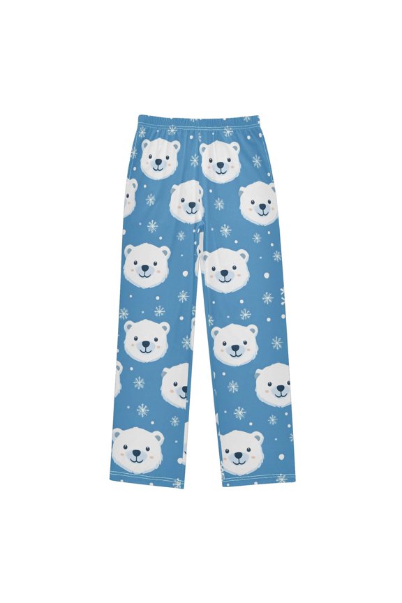 Snowflake White Bear Pattern Pajama Pants Soft Lightweight Lounge Pants Bottoms Sleep Pants Warm Comfy