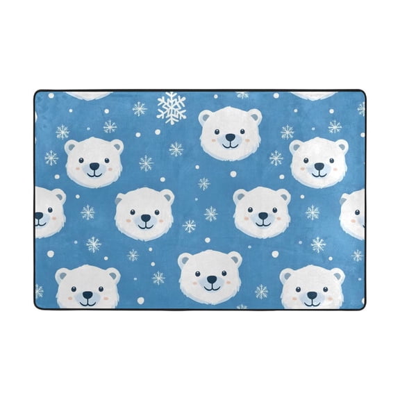Snowflake White Bear Pattern Rug 36x24in Memory Foam Absorbent Non Slip Plush for Bathroom Kitchen Entryway