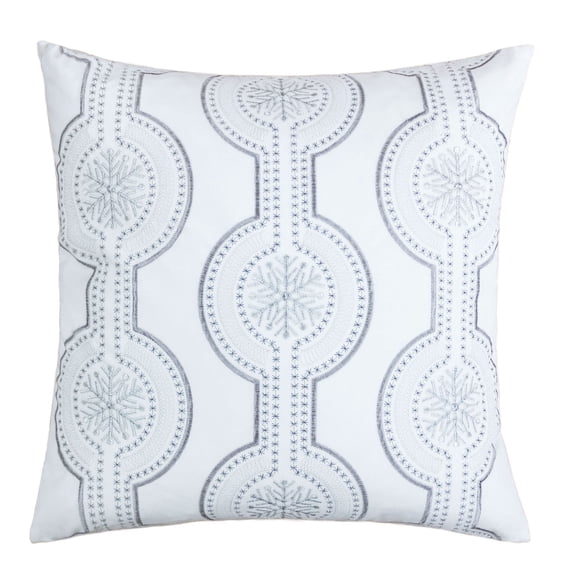Snowflake White Geometric Polyester 20 in. x 20 in. Throw Pillow
