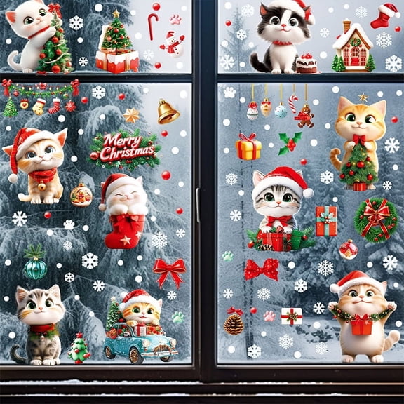 Snowflake Window Clings for Glass Windows Christmas Decorations, White Snowflakes Window Decals Reusable, Winter Snowflake Decals Window Cling, Snow Christmas Decor Gift for Kids [9 Sheets, 200+pcs]