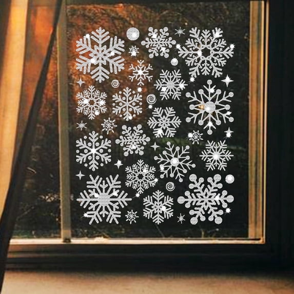 Snowflake Window Clings for Glass Windows Snow Spray, 1 Sheet Christmas Window Clings Winter Xmas Holiday Window Stickers Decals Decor, Christmas Decorations for Office Home School Shop