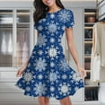 thumbnail image 1 of Snowflake Winter Pattern Women's Classic Swing Skater Dress Casual Work Party Cocktail Dresses, 1 of 6