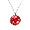 thumbnail image 1 of Snowflake Women's Glass Circular Pendant Necklace - Stylish Jewelry for Everyday Wear, 1 of 5