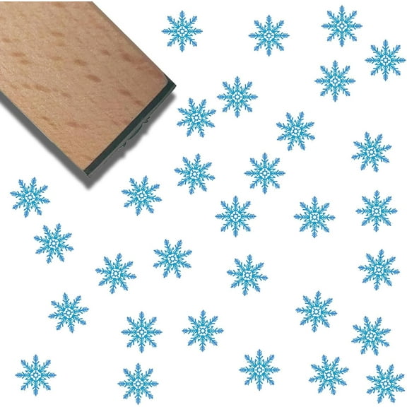 Snowflake Wood Rubber Stamps Christmas Mini Natural Wooden Reusable Vintage Snow Decorative Print Journaling Small Seals for Scrapbooking Letter Diary Card Making Planner DIY Craft Supplies