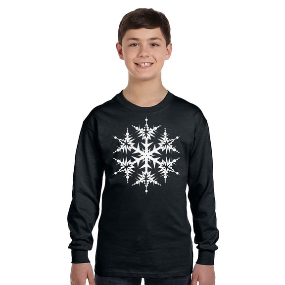 Snowflake Xmas Long Sleeve Shirts for Kids - Youth XS S M L XL - Merry Christmas Holiday Funny Xmas Tee for Boys for Girls