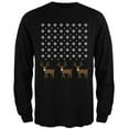 thumbnail image 1 of Snowflake and Reindeer Ugly Christmas Black Adult Long Sleeve T-Shirt - X-Large, 1 of 1