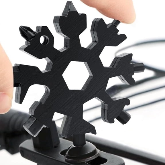 Snowflake multitoolStainless Steel Snowflake tool multiPortable Snowflake Tool Bottle OpenerFlat Phillips Screwdriver Kit all in one gift for ChristmasBlack