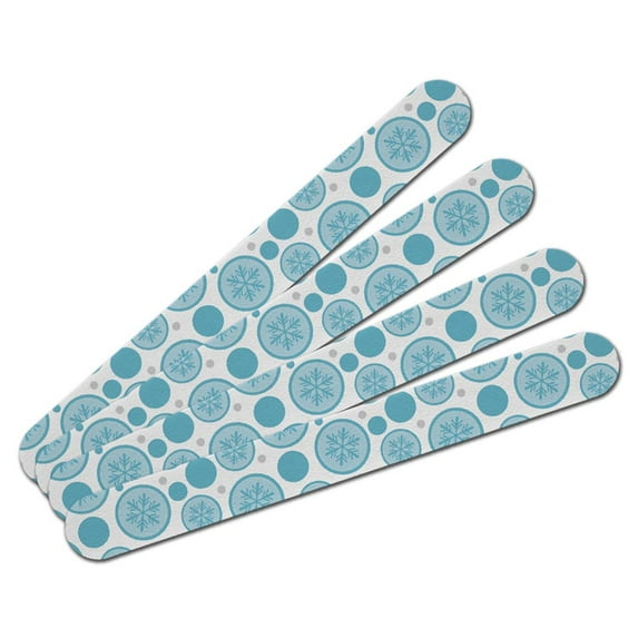 Snowflake on Blue Christmas Winter Double-Sided Nail File Emery Board Set 4 Pack