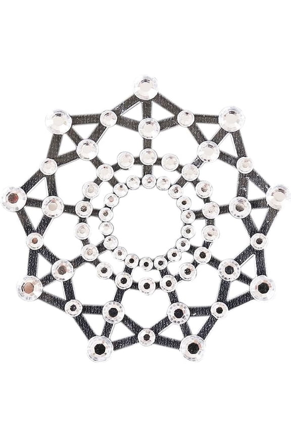 Snowflake-shaped transparent nipple pasties, starlight, transparent plastic with crystal sequins (Snowflake)
