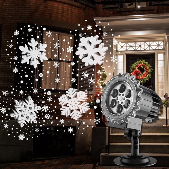 Christmas LED Snowflake Projector Lights Outdoor, 3D Snowfall Projection Lamp Outside Waterproof, Black